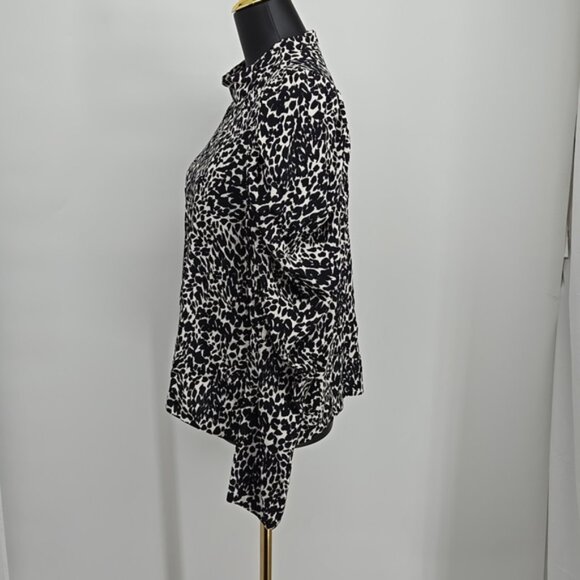 Zara Animal Print Long Sleeve Lightweight Black and White Women's Top Size XL - Picture 7 of 15